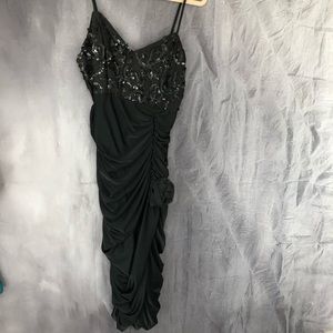 Black sequined formal dress made in USA